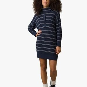 Prana Milani Dress Nautical Stripe Funnel Neck.  Size Medium
